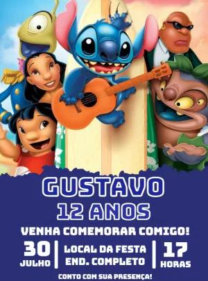 Convite Aniversário Lilo e Stitch Editável Online