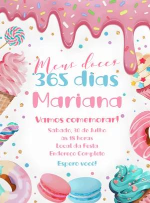 Convite Aniversário Doces e Confeitaria para Editar Online