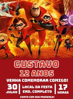 Convite de Aniversário Os Incríveis para Editar Online