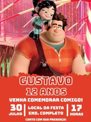 Convite de Aniversário Detona Ralph com Personagens para Editar