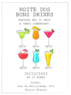 Convite de Aniversário Drinks e Coquetéis para Editar Online