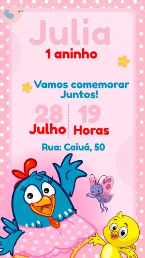 Convite Aniversário Galinha Pintadinha para Editar Online