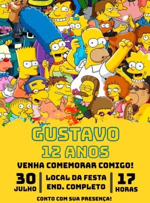 Convite de Aniversário Os Simpsons para Editar Online