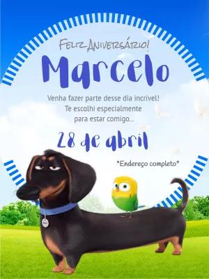 Convite Aniversário Pets com Personagens para Editar Online