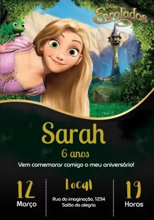 Convite de Aniversário Rapunzel Enrolados para Editar Online