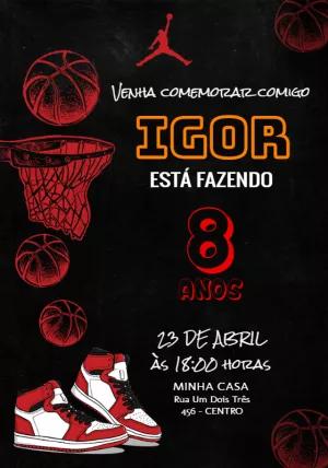 Convite de Aniversário Basquete Estilo Urbano para Editar