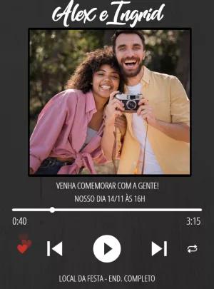 Convite Aniversário Duplo Casal Spotify com Foto para Editar