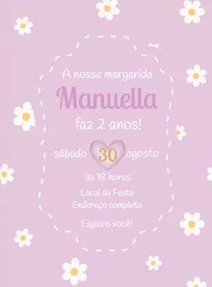 Convite Aniversário Margaridas Delicado para Editar Online