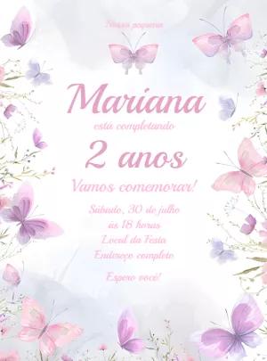 Convite Aniversário Jardim Borboletas Aquarela para Editar
