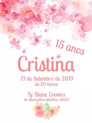 Convite de 15 Anos Floral Aquarela para Editar Online