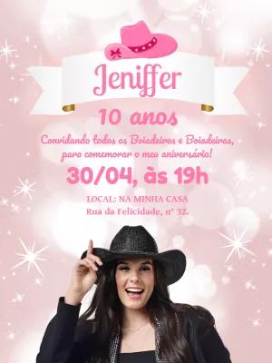 Convite de Aniversário Boiadeira Country para Editar Online