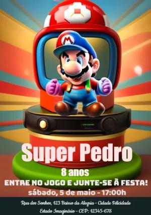 Convite de Aniversário Super Mario Bros Editável Online