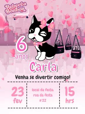 Convite de Aniversário Rebecca Bonbon para Editar Online