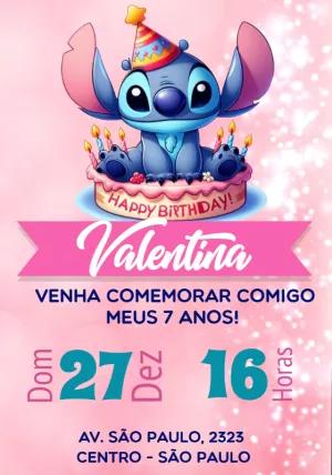Convite Stitch Aniversário Infantil para Editar Online