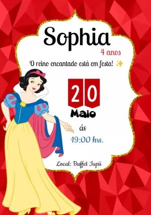 Convite de Aniversário Branca de Neve para Editar Online