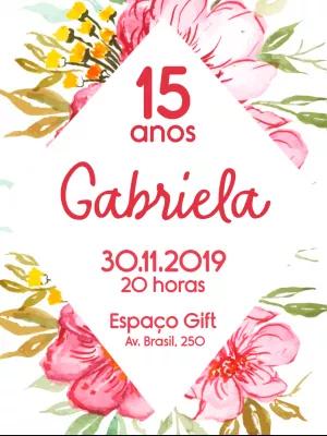 Convite de 15 Anos Floral Rosa para Editar Online