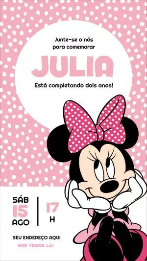 Convite Aniversário Minnie Rosa para Editar e Imprimir