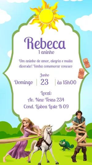 Convite de Aniversário Enrolados com Rapunzel para Editar