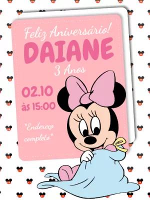 Convite de Aniversário Minnie Baby para Editar Online