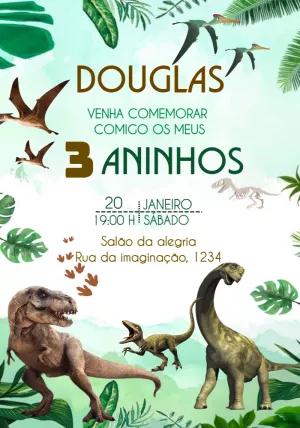 Convite de Aniversário Dinossauros para Editar Online
