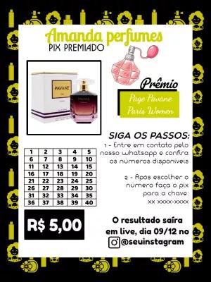 Arte Editável para Sorteio Pix Premiado de Perfume