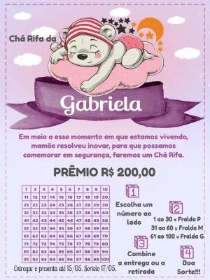 Convite Chá Rifa Ursinha Fofa para Editar Online