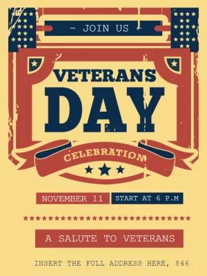 Patriotic Veterans Day Invitation Template to Edit Online