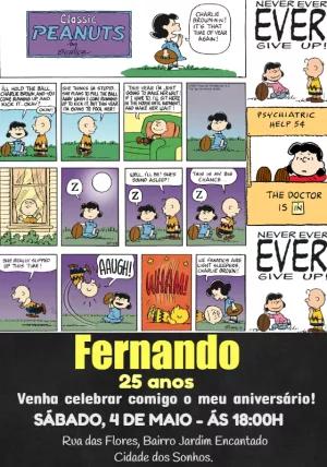 Convite de Aniversário Snoopy Quadrinhos para Editar Online