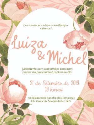 Convite de Casamento Floral Shabby Chic para Editar Online