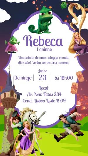 Convite de Aniversário Enrolados com Rapunzel e Amigos para Editar
