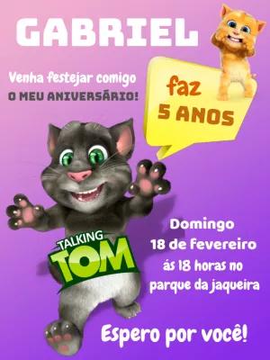 Convite de Aniversário Talking Tom para Editar Online