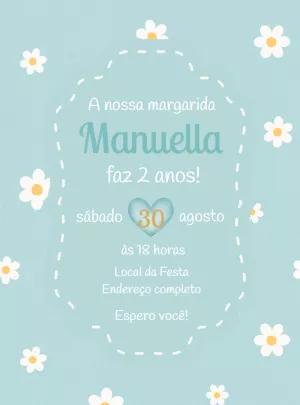 Convite Aniversário Margaridas Delicado para Editar Online