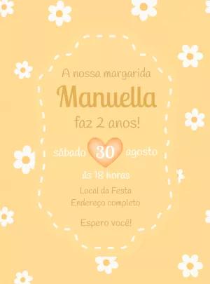 Convite de Aniversário Margaridas Delicadas para Editar