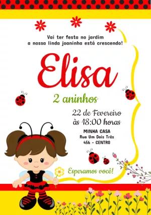 Convite Aniversário Jardim da Joaninha para Editar Online