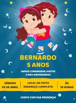 Convite de Aniversário Maria Clara e JP para Editar Online
