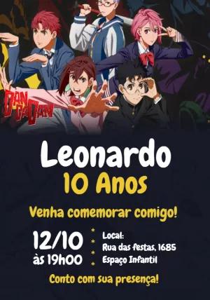 Convite de Aniversário Dandadan com Personagens para Editar Online