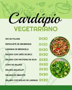 Cardápio Vegetariano com Ilustrações para Editar Online
