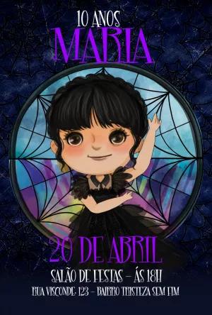 Convite de Aniversário Wandinha Addams para Editar Online