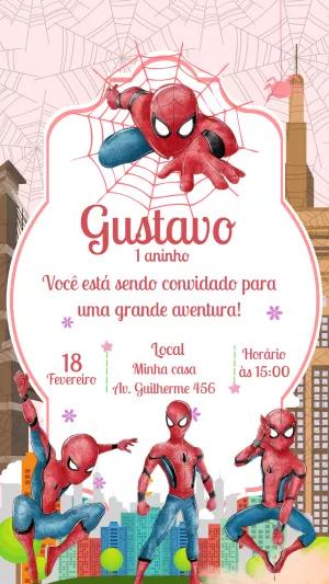 Convite de Aniversário Homem-Aranha para Editar Online