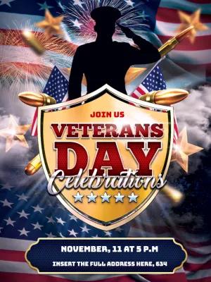 Editable Veterans Day Flyer with Patriotic Design to Customize
