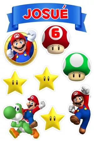 Topo de Bolo Super Mario Editável para Imprimir e Decorar
