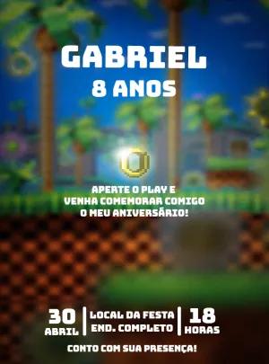 Convite de Aniversário Sonic Pixelado para Editar Online