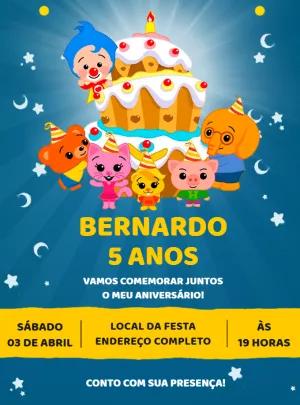 Convite de Aniversário Palhaço Plim Plim para Editar Online
