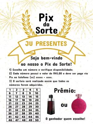 Cartela de Rifa Pix da Sorte Editável Online para Imprimir