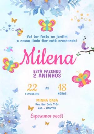 Convite Aniversário Jardim Encantado com Borboletas para Editar