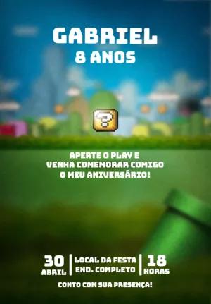Convite de Aniversário Super Mario para Editar Online