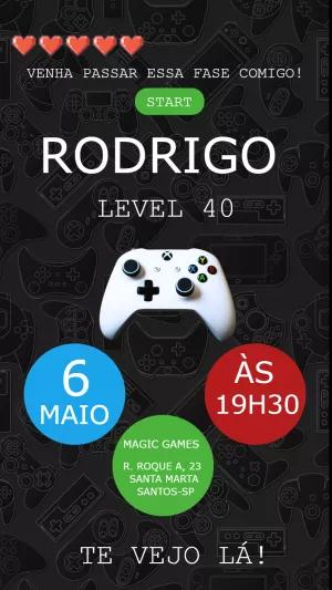 Convite Aniversário Gamer Xbox para Editar Online