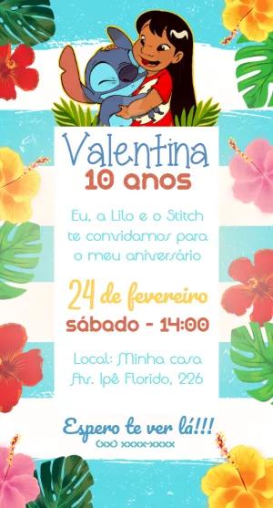 Convite de Aniversário Lilo e Stitch para Editar Online