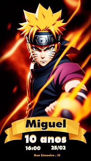 Convite de Aniversário Naruto Editável Online para Imprimir