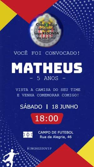 Convite de Aniversário Futebol Editável Online para Imprimir